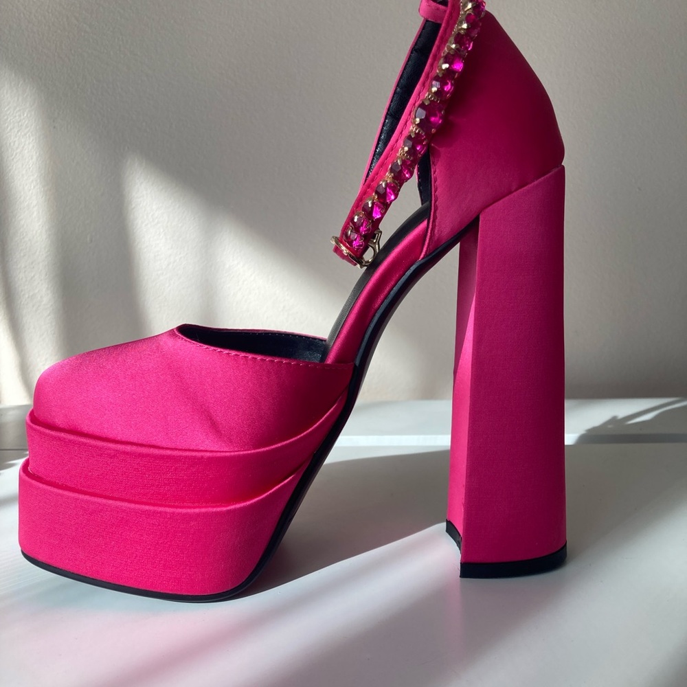 Pink Platform Shoes with Chunky Heel